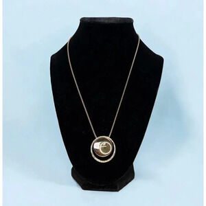 Luxe SKAGEN Denmark Gold Tone Modernist Round Circle Retro Pendant 18" Chain